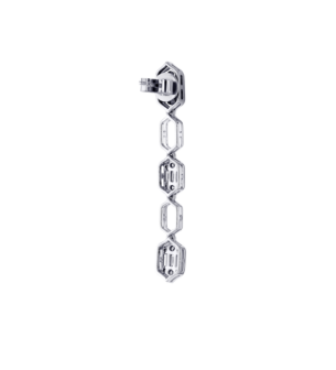 Palace Baguette Cut Long Diamond Drop Earrings 18K White Gold 