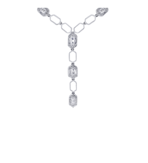 Palace Baguette Y Diamond Necklace 18K White Gold 