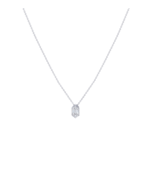 Palace Single Motif Baguette Cut Diamond Necklace 18K White Gold 