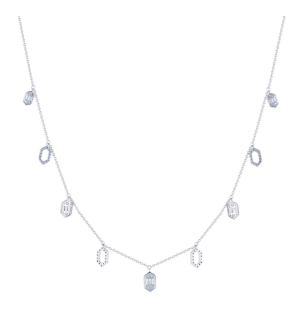 Palace Baguette 0.6 Drop Diamond Necklace 18K White Gold 