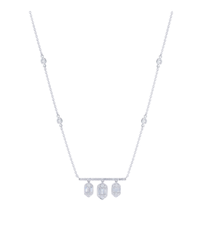 Palace Baguette Diamond Bar Necklace 18K White Gold 