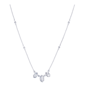 Palace Baguette 3 Diamond Necklace 18K White Gold 