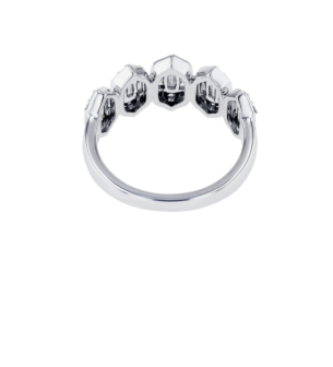 Palace Baguette Five Motif Diamond Ring 18K White Gold 