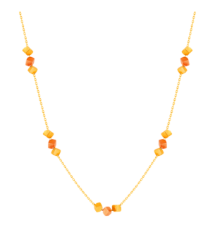 Cubes Tin Cup Chain & Beads 18K Yellow Gold 
