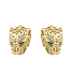 Carrera Y Carrera Earrings "Zodaria Maxi" Pave 18Kt Yellow Gold, Diamonds And Emeralds