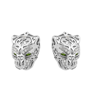Carrera Y Carrera Earrings "Zodaria Maxi" 18Kt White Gold, Diamonds And Emeralds