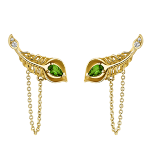 Carrera Y Carrera Earrings "Mistral" Mini 18Kt Yellow Gold, Diamonds And Cromodiopsites