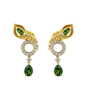 Carrera Y Carrera Earring "Mistral" 18Kt Yellow Gold, Diamonds And Cromodiopsites