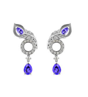 Carrera Y Carrera Earrings "Mistral" 18Kt White Gold, Diamonds And Tanzanites