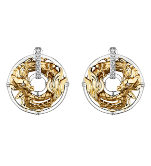 Carrera Y Carrera Earrings New Circulos De Fuego Medium 18Kt Yellow/White Gold And Diamonds