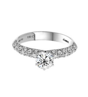 Damas Engagement Platinum Round Brilliant Diamond Ring 1 Carat