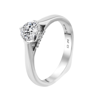 Damas Engagement Bezel Set Round Diamond 0.50 Carat 