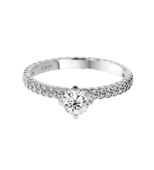 Damas Engagement Platinum Full Eternity Diamond Ring 2 Carat 