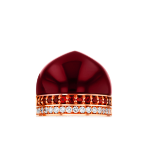 Dome Majesty  Garnet and Diamond Stud Earrings 