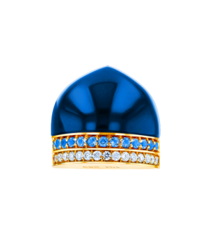 Dome Majesty London Blue Topaz, Sapphire and Diamond Stud Earrings 