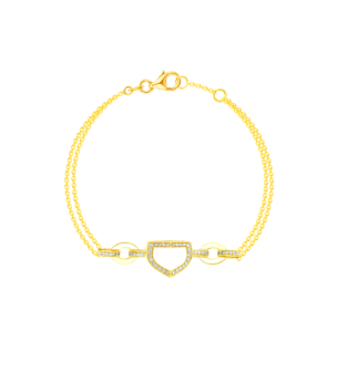 Dome Art Deco Yellow Gold Bracelet with Mother of Pearl and Diamond