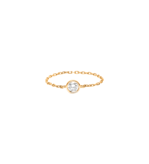 Djula Diamond Solitaire Chain Ring in 18K Yellow Gold