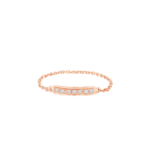  Diamond Bar Chain Ring in 18K Rose Gold