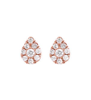 Djula Diamond Pear Stud Earrings in 18K Rose Gold