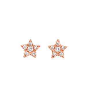  Diamond Star Stud Earrings in 18K Rose Gold