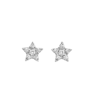  Diamond Star Stud Earrings in 18K White Gold