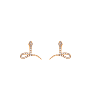  Diamond Snake Stud Earrings in 18K Rose Gold 