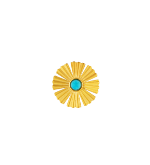 Farfasha Sunkiss Earrings in 18K Yellow Gold With Arfaj Flower and Turquoise 