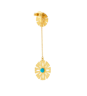 Farfasha Sunkiss Earrings in 18K Yellow Gold With Two Arfaj Flowers and Turquoise 