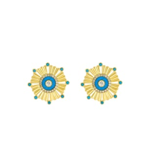 Farfasha Sunkiss Beads 18k Gold Turquoise and Diamond Earrings