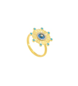 Farfasha Sunkiss Beads 18k Gold Turquoise and Diamond Ring