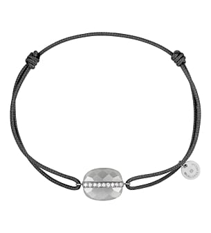 Morganne Bello Grey Moonstone Cushion And Diamonds White Gold And Grey Cord Aurore Bracelet