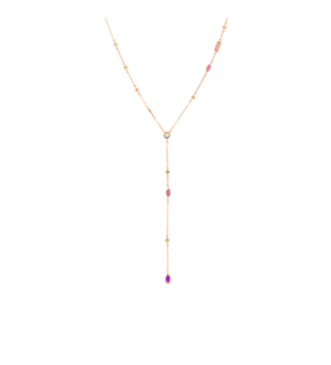 Fireworks Aerial Semi Precious Y Necklace in 18K Rose Gold