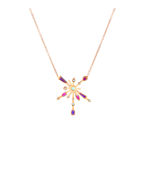 Fireworks Flare Semi Precious  Necklace in 18K Rose Gold