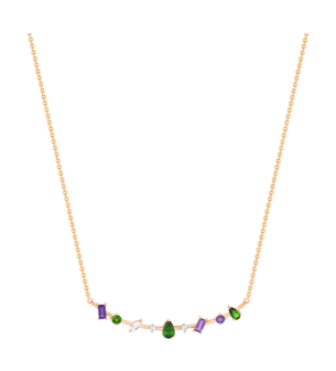 Fireworks Diamond and Precious Gem Necklace in 18k Rose Gold