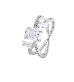 GAIA AURORA EMERALD DIAMOND RING IN 18K WHITE GOLD