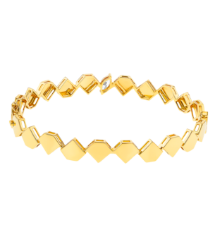 Glacial Bangle  in 18K Yellow Gold Studded  with Diamonds