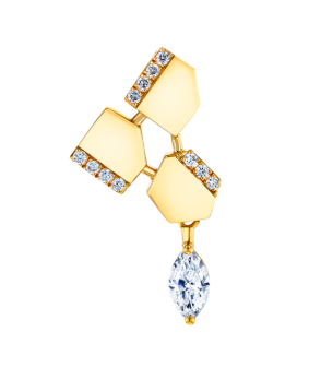 Glacial  Earring  in 18K Yellow Gold Studded  with Diamonds