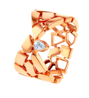 Glacial Ring  in 18K Rose  Gold Studded with Diamonds
