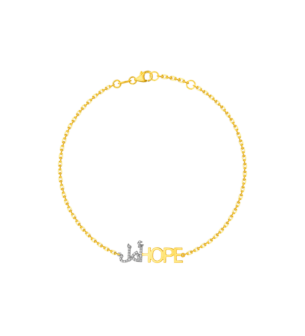 Key Of Hope By Nadine Kanso of Bilarabi Word Motif Hope أمل  Bracelet 18K Yellow Gold & Diamonds