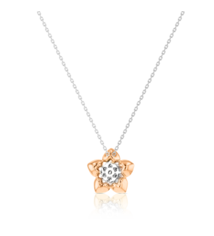 Heart To Heart Star Flower Pendant Chain White and Rose Gold 