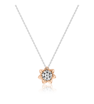 Heart To Heart Star Flower Pendant Chain White and Rose Gold 