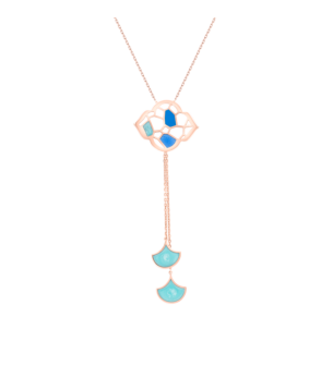 Jal Crystal Blue Waves 18K Rose Gold Necklace