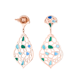 Jal Emerald Green Sea 18K Rose Gold Earrings
