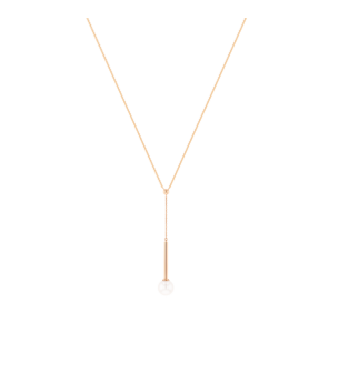 Kiku Glow Necklace in 18K Rose Gold With a Chain Drop and Freshwater Pearl