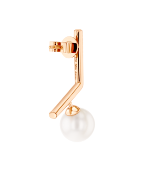 Kiku Glow Earrings in 18K Rose Gold With Two Freshwater Pearls on Bent Bar 