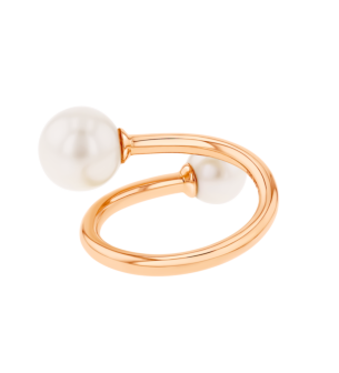 Kiku Glow Open Ring in 18K Rose Gold With Two Freshwater Pearls