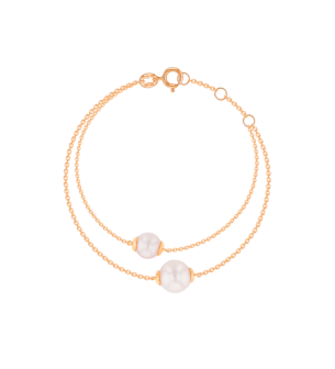 Kiku Glow Two Layered Bracelet in 18K Rose Gold With Two Freshwater Pearls