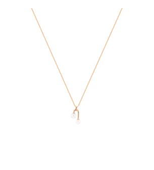 Kiku Glow Necklace in 18K Rose Gold With Two Freshwater Pearls