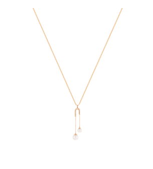 Kiku Glow Necklace in 18K Rose Gold With Two Freshwater Pearls on a Chain