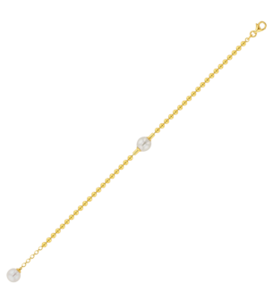Kiku Glow Bracelet in 18K Yellow Gold With Two Freshwater Pearls on a Chain of Golden Beads